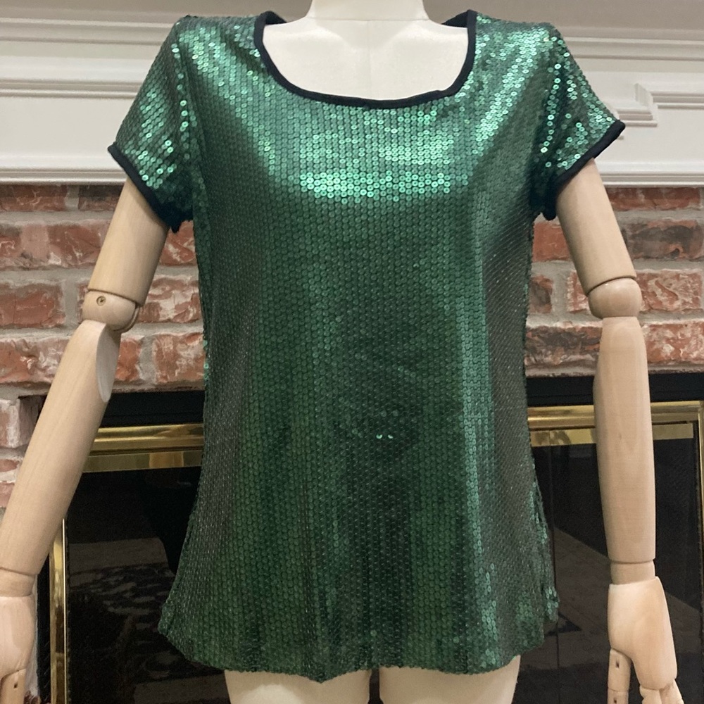 Romeo & Juliet Couture fully sequined green blouse / S / EUC